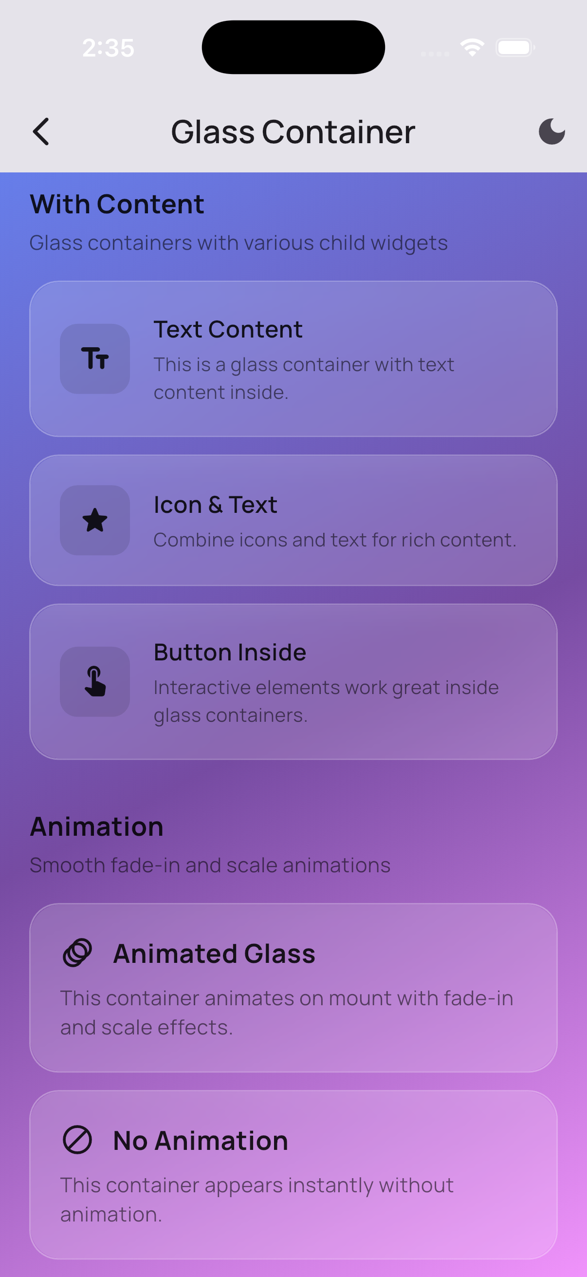 Glass Container - Premium Glassmorphism Widget - Preview 1